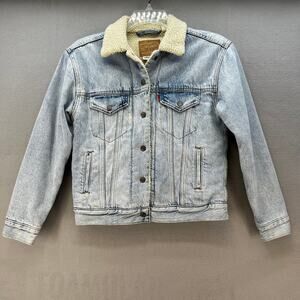 Levi's Denim Jacket Women's XS Light Blue Sherpa Lined Vintage Classic 80s Style